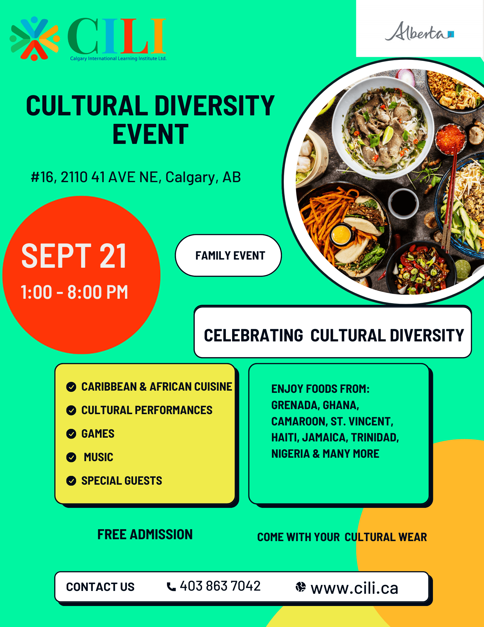 CILI Cultural Diversity Event family day poster with free admission